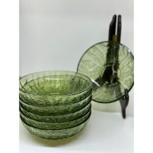VTG Anchor Hocking Soreno Glass Bowl 6"x1.75" Set-of-6 Crinkle Cereal Bowl